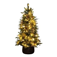 Nearly Natural 4 Foot Pre-Lit Pine Christmas Tree