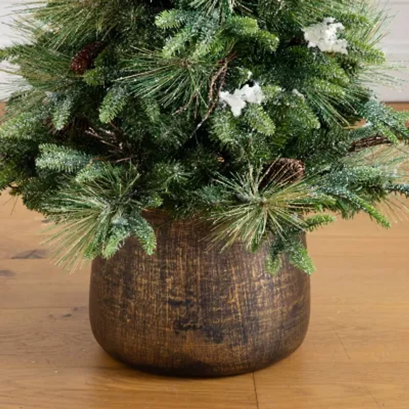 Nearly Natural 4 Foot Pre-Lit Pine Christmas Tree