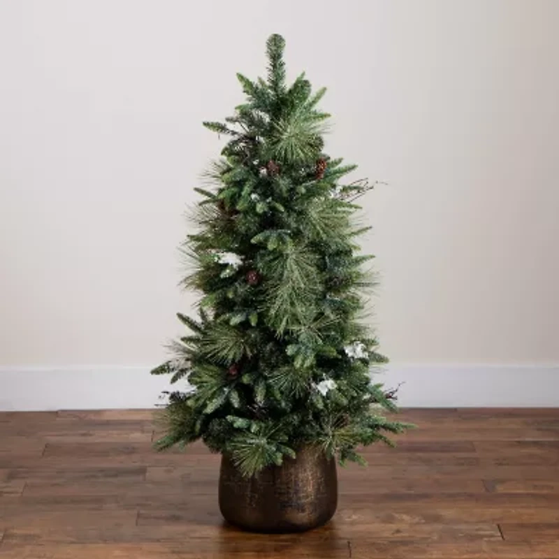 Nearly Natural 4 Foot Pre-Lit Pine Christmas Tree