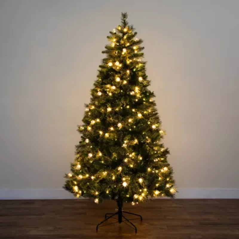 Nearly Natural 7 1/2 Foot Pre-Lit Pine Christmas Tree