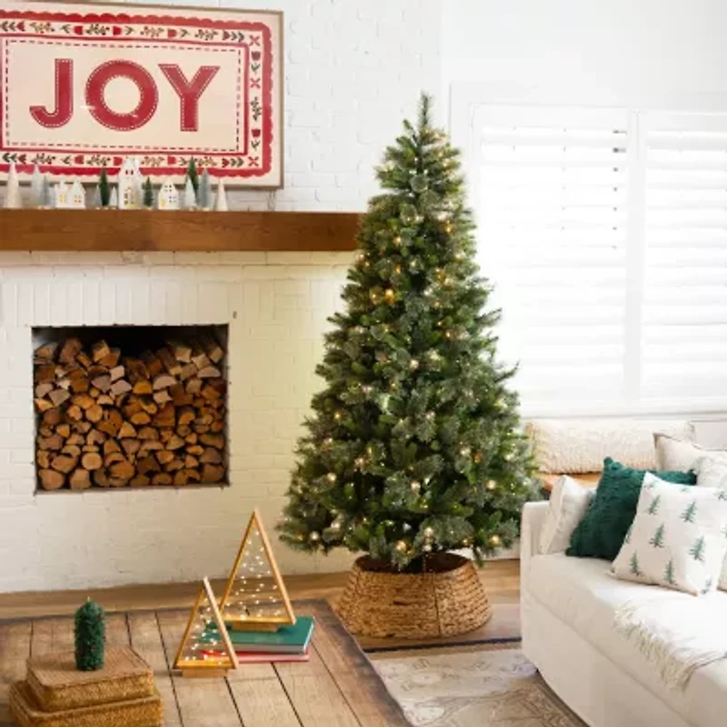 Nearly Natural 7 1/2 Foot Pre-Lit Pine Christmas Tree