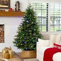 Nearly Natural 7 Foot Pre-Lit Multi-Function Lights Pine Christmas Tree