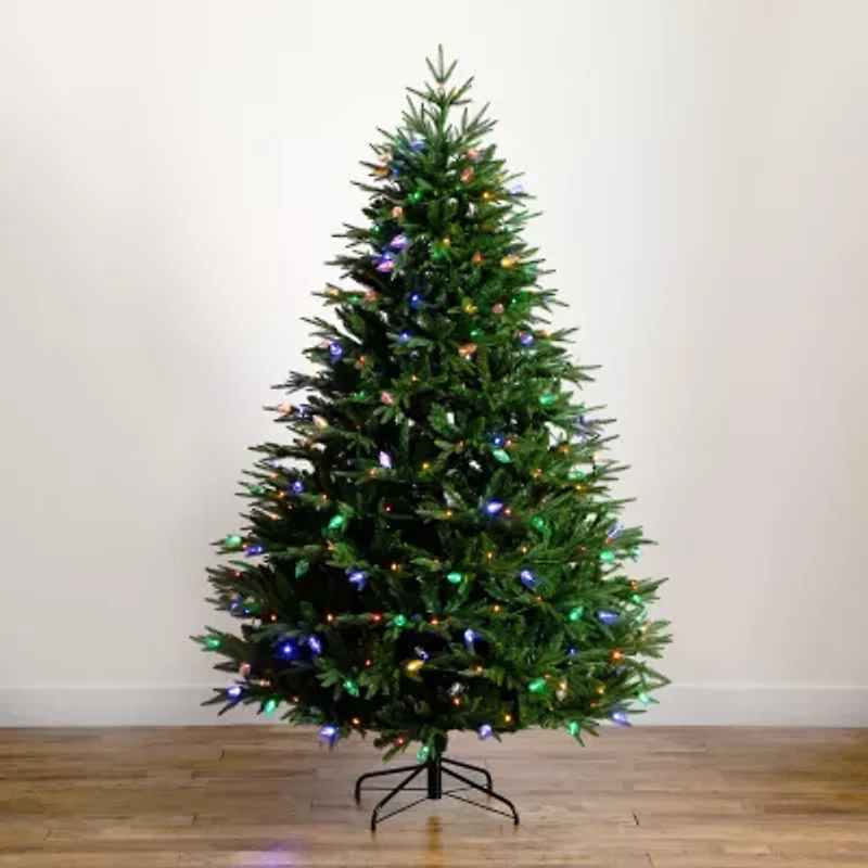 Nearly Natural 7 Foot Pre-Lit Multi-Function Lights Pine Christmas Tree