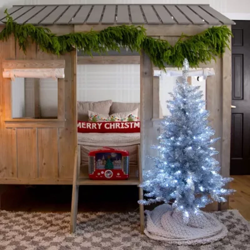 Nearly Natural 4 Foot Pre-Lit Pine Christmas Tree