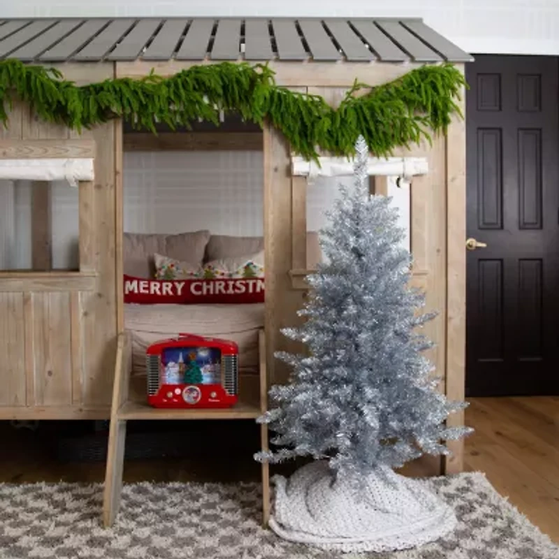 Nearly Natural 4 Foot Pre-Lit Pine Christmas Tree
