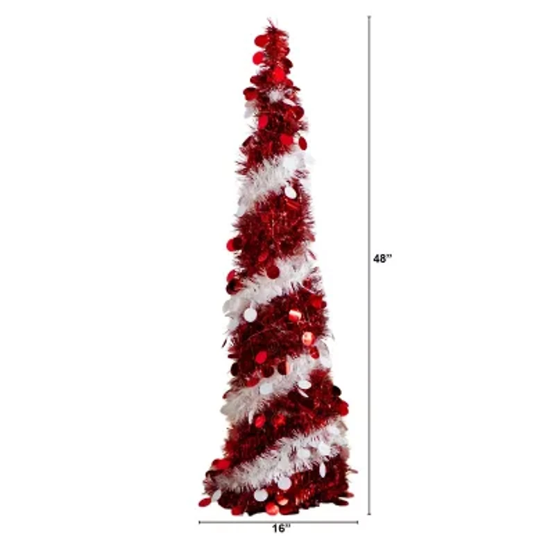 Nearly Natural 4 Foot Pre-Lit Collapsible Pine Christmas Tree