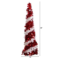 Nearly Natural 4 Foot Pre-Lit Collapsible Pine Christmas Tree