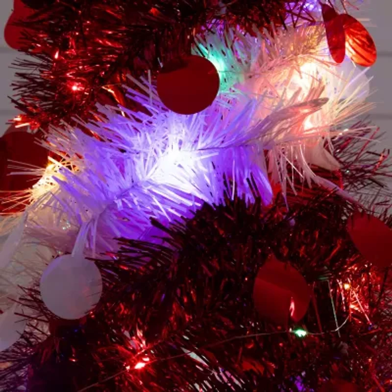 Nearly Natural 4 Foot Pre-Lit Collapsible Pine Christmas Tree