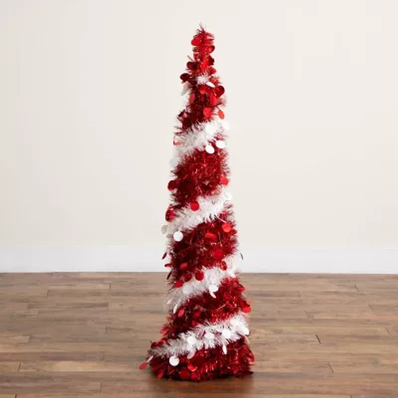 Nearly Natural 4 Foot Pre-Lit Collapsible Pine Christmas Tree