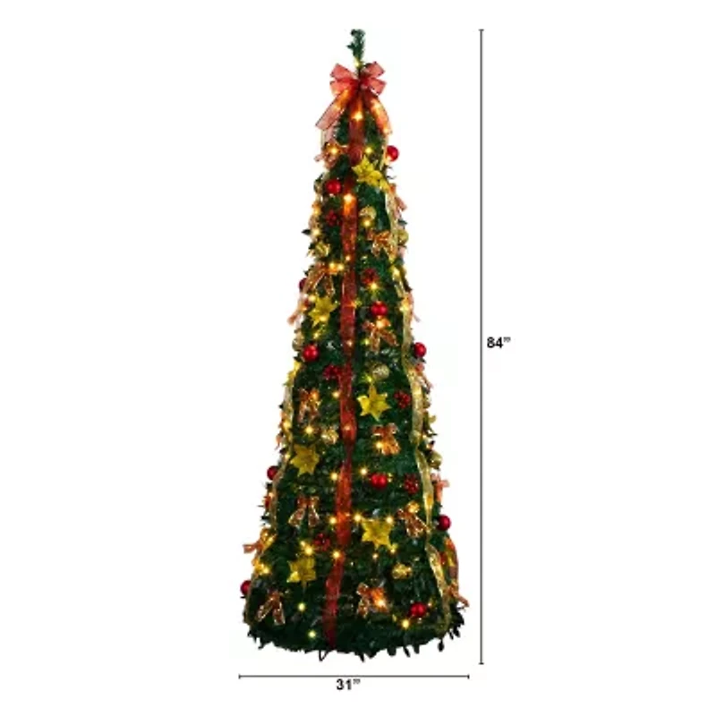 Nearly Natural Foot Pre-Lit Collapsible Pre-Decorated Pine Christmas Tree
