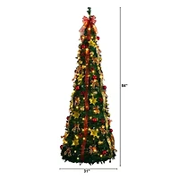 Nearly Natural Foot Pre-Lit Collapsible Pre-Decorated Pine Christmas Tree