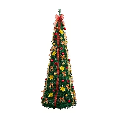 Nearly Natural Foot Pre-Lit Collapsible Pre-Decorated Pine Christmas Tree