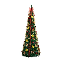 Nearly Natural Foot Pre-Lit Collapsible Pre-Decorated Pine Christmas Tree