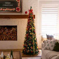 Nearly Natural Foot Pre-Lit Collapsible Pre-Decorated Pine Christmas Tree