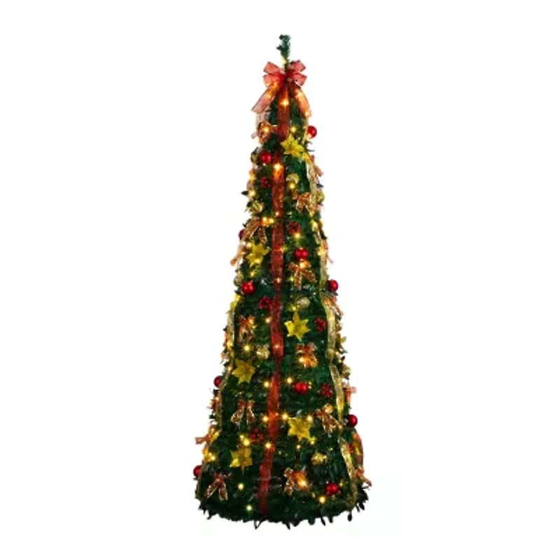 Nearly Natural Foot Pre-Lit Collapsible Pre-Decorated Pine Christmas Tree