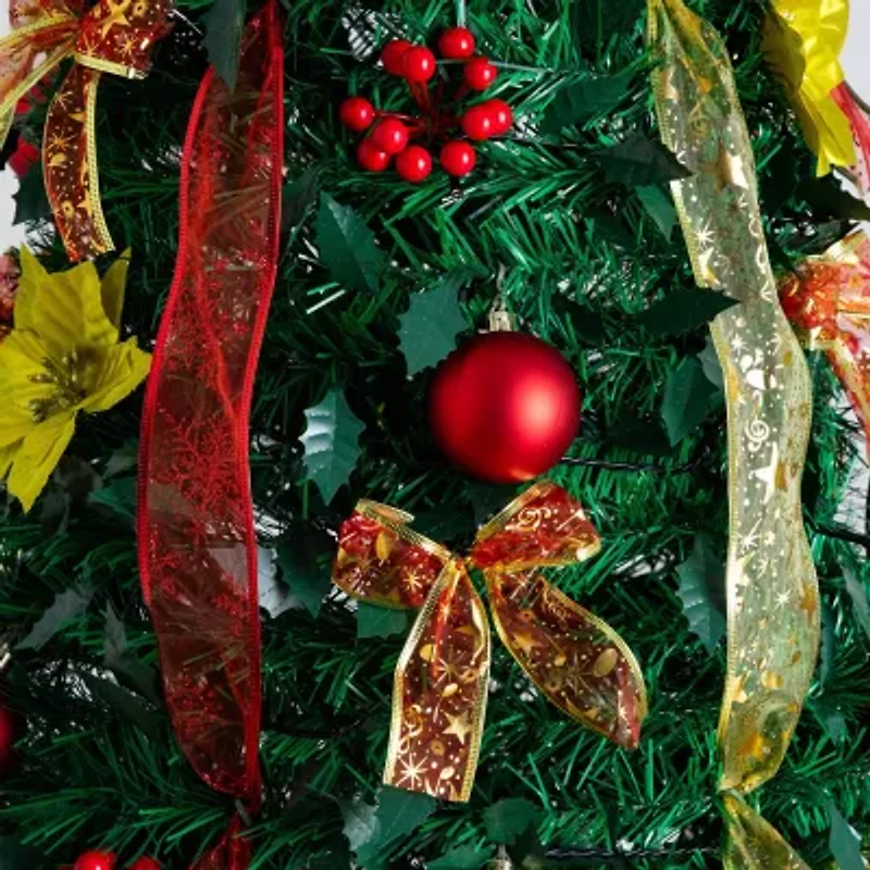 Nearly Natural Foot Pre-Lit Collapsible Pre-Decorated Pine Christmas Tree