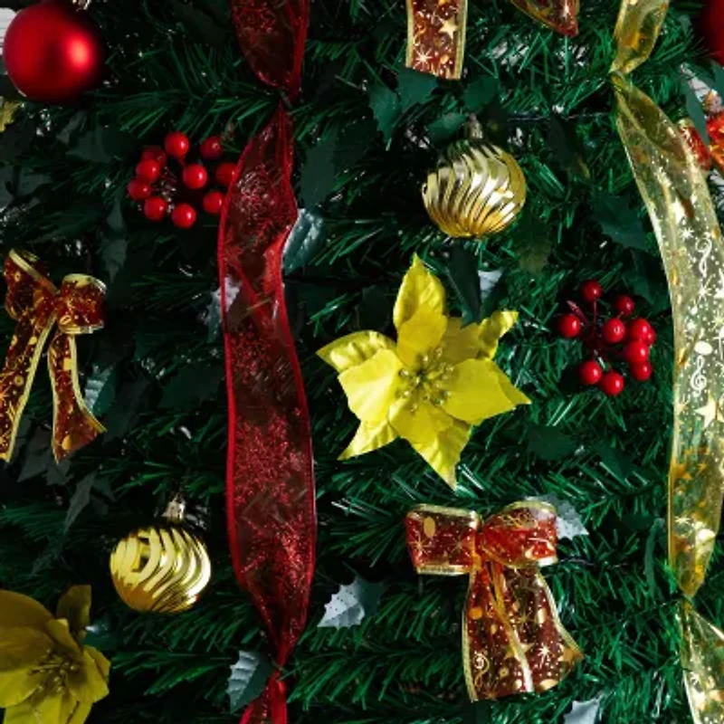 Nearly Natural Foot Pre-Lit Collapsible Pre-Decorated Pine Christmas Tree