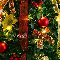 Nearly Natural Foot Pre-Lit Collapsible Pre-Decorated Pine Christmas Tree