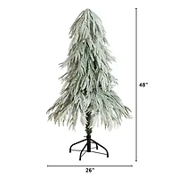 Nearly Natural 4 Foot Pre-Lit Flocked Pine Christmas Tree
