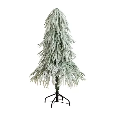 Nearly Natural 4 Foot Pre-Lit Flocked Pine Christmas Tree