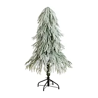 Nearly Natural 4 Foot Pre-Lit Flocked Pine Christmas Tree