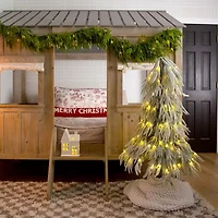 Nearly Natural 4 Foot Pre-Lit Flocked Pine Christmas Tree