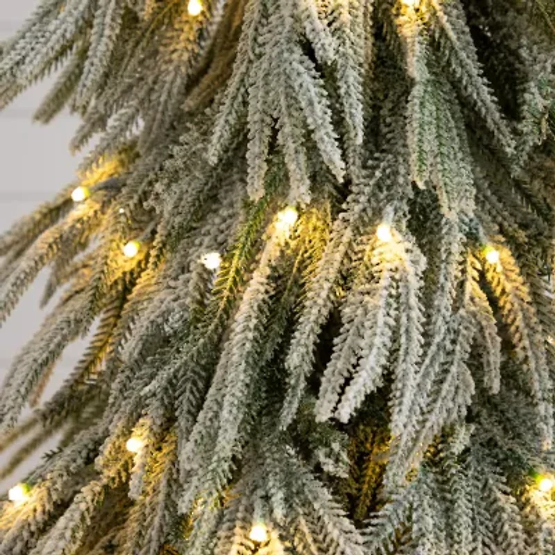 Nearly Natural 4 Foot Pre-Lit Flocked Pine Christmas Tree