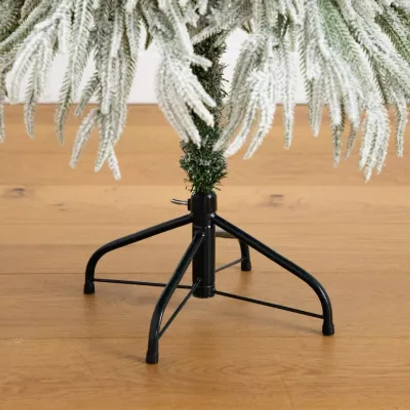 Nearly Natural 4 Foot Pre-Lit Flocked Pine Christmas Tree