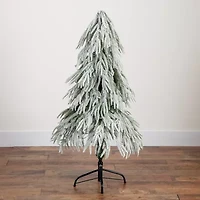 Nearly Natural 4 Foot Pre-Lit Flocked Pine Christmas Tree