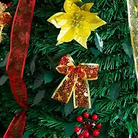 Nearly Natural 5 Foot Pre-Lit Collapsible Pre-Decorated Pine Christmas Tree