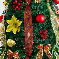 Nearly Natural 6 Foot Pre-Lit Collapsible Pre-Decorated Pine Christmas Tree