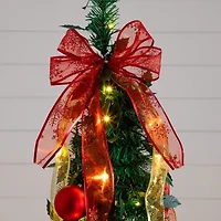 Nearly Natural 6 Foot Pre-Lit Collapsible Pre-Decorated Pine Christmas Tree