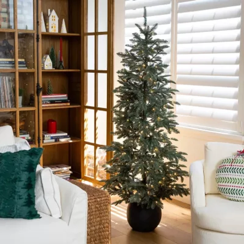 Nearly Natural 6 Foot Pre-Lit Pine Christmas Tree