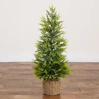 Nearly Natural 3 Foot Pre-Lit Flocked Christmas Tree
