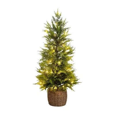Nearly Natural 3 Foot Pre-Lit Flocked Christmas Tree