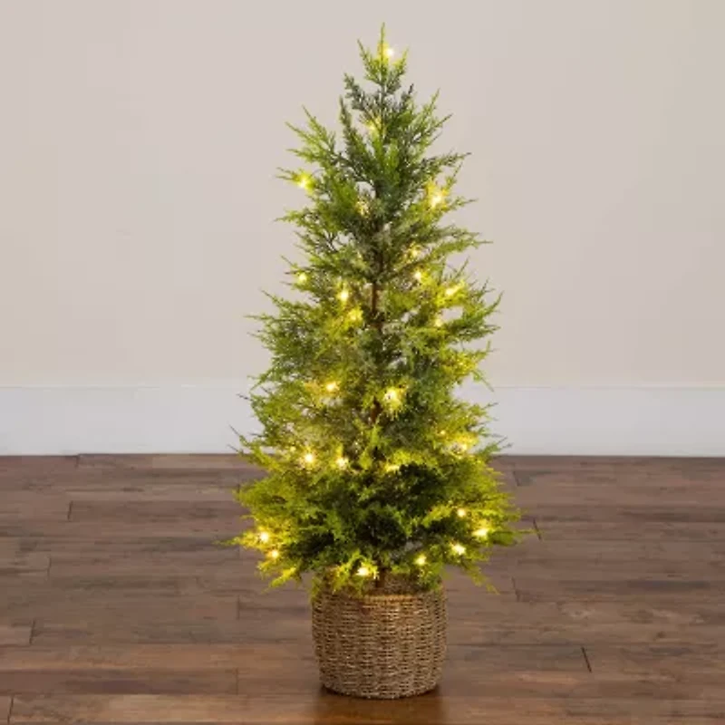 Nearly Natural 3 Foot Pre-Lit Flocked Christmas Tree