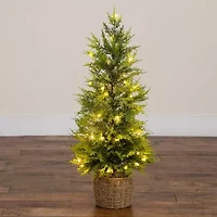 Nearly Natural 3 Foot Pre-Lit Flocked Christmas Tree