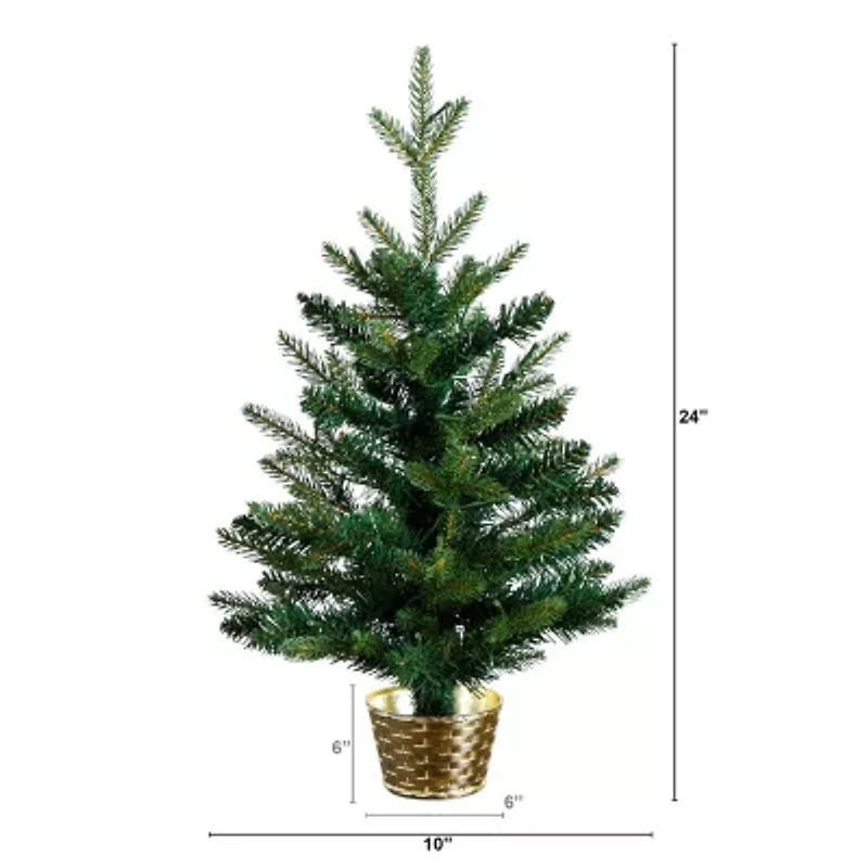 Nearly Natural 2 Foot Pre-Lit Timer Pine Christmas Tree