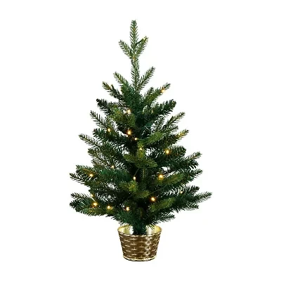 Nearly Natural 2 Foot Pre-Lit Timer Pine Christmas Tree
