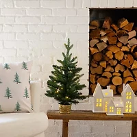 Nearly Natural 2 Foot Pre-Lit Timer Pine Christmas Tree