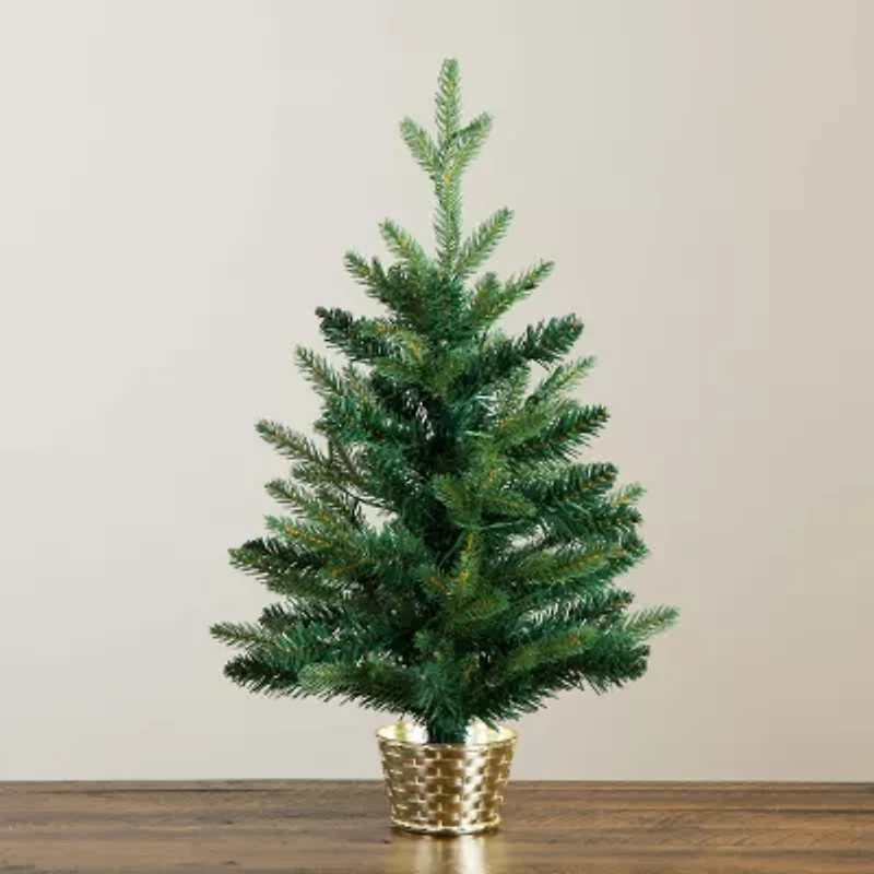 Nearly Natural 2 Foot Pre-Lit Timer Pine Christmas Tree