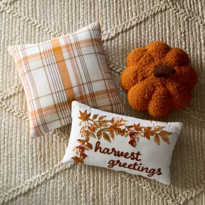 Linden Street Pumpkin Figural Round Throw Pillow