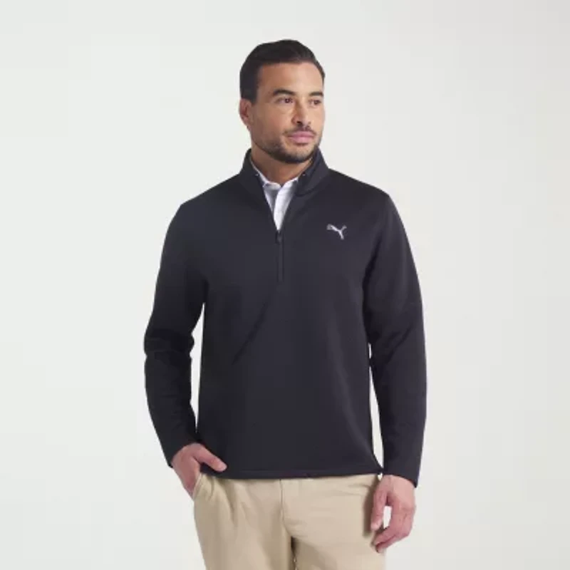 PUMA Mens Mock Neck Long Sleeve Active Quarter-Zip Pullover