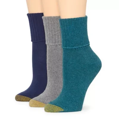 Gold Toe Midweight Womens Multi-Pack 3 Pair Turncuff Socks