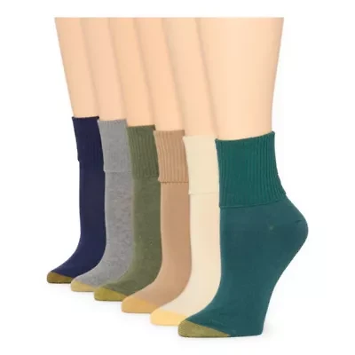 Gold Toe Womens Multi-Pack 6 Pair Turncuff Socks