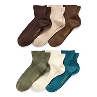 Gold Toe Rib Womens Multi-Pack 6 Pair Quarter Ankle Socks