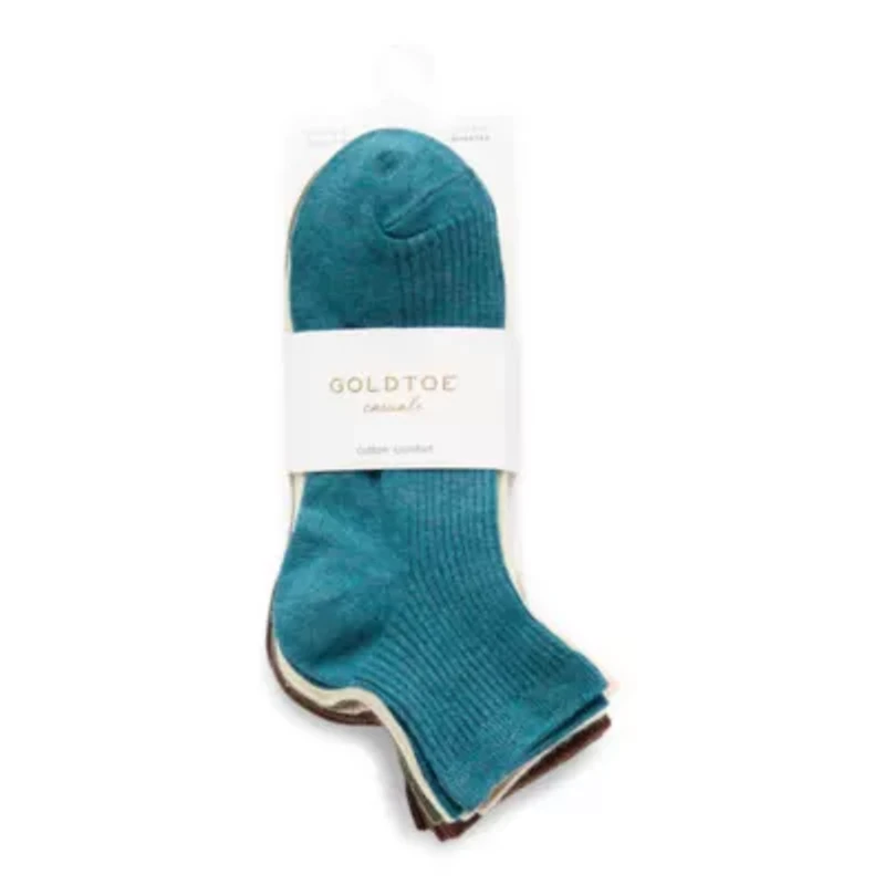 Gold Toe Rib Womens Multi-Pack 6 Pair Quarter Ankle Socks