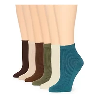 Gold Toe Rib Womens Multi-Pack 6 Pair Quarter Ankle Socks