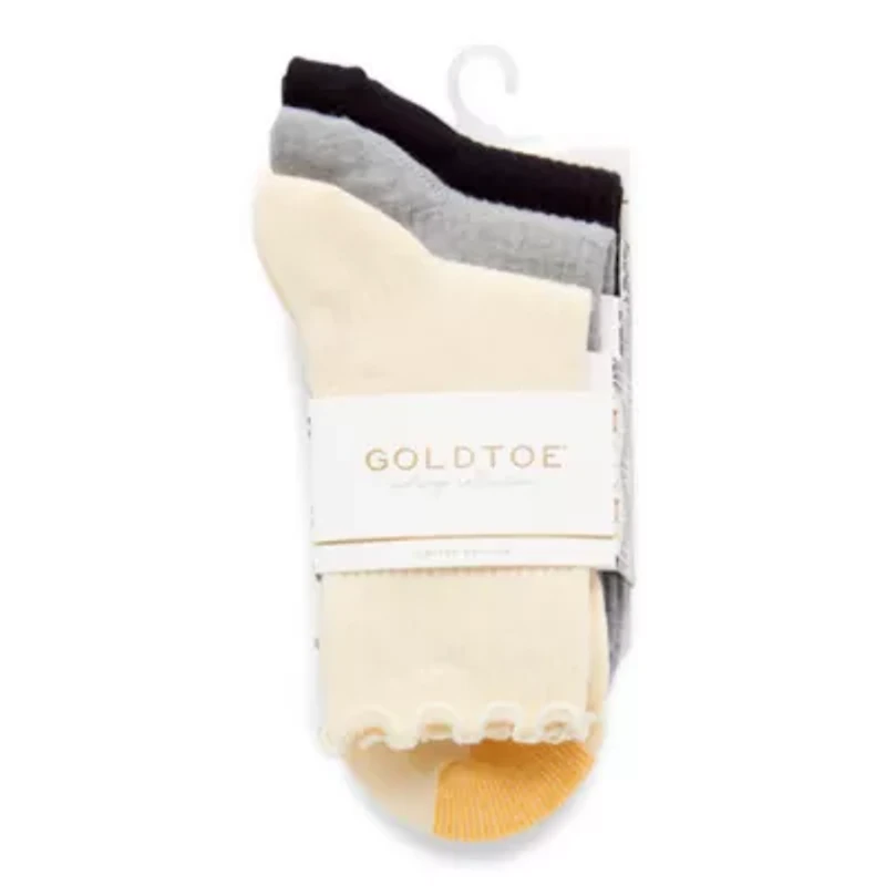 Gold Toe Lettuce Edge Womens 3 Pair Crew Socks