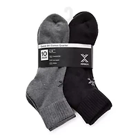 Xersion Quick-Dri Mens 10 Pair Quarter Ankle Socks